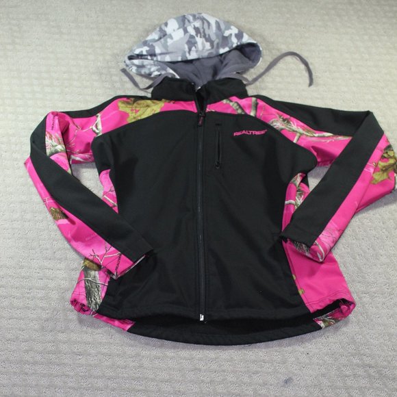 Realtree Size Small Pink and Black Fitted Hooded Jacket - Picture 1 of 4